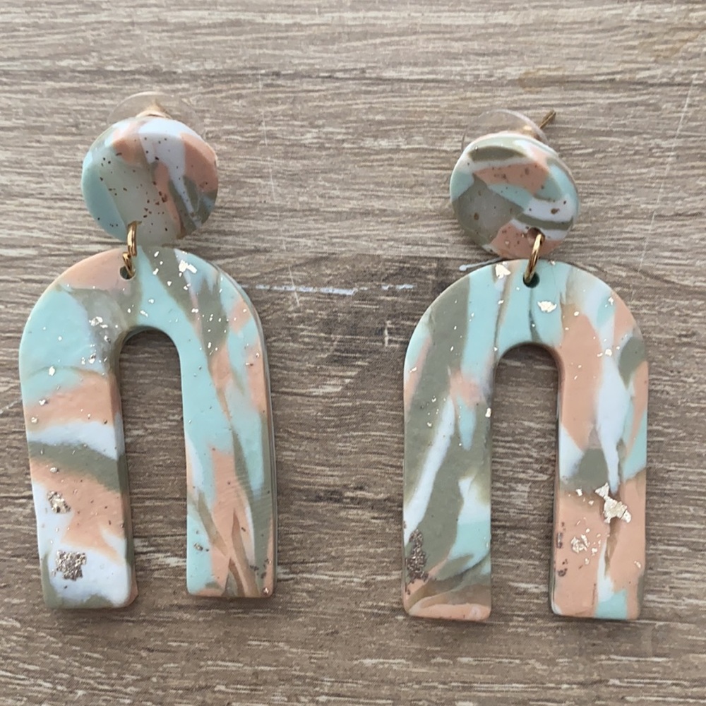 Tie Dye Gold Foil Rubber Statement Earrings